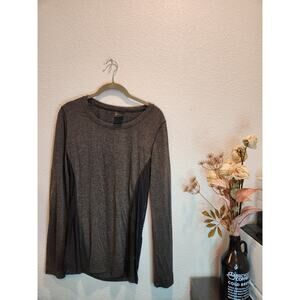 Nicole Miller Active Mesh Panel‎ Long-Sleeve Top, Gray, Size Small